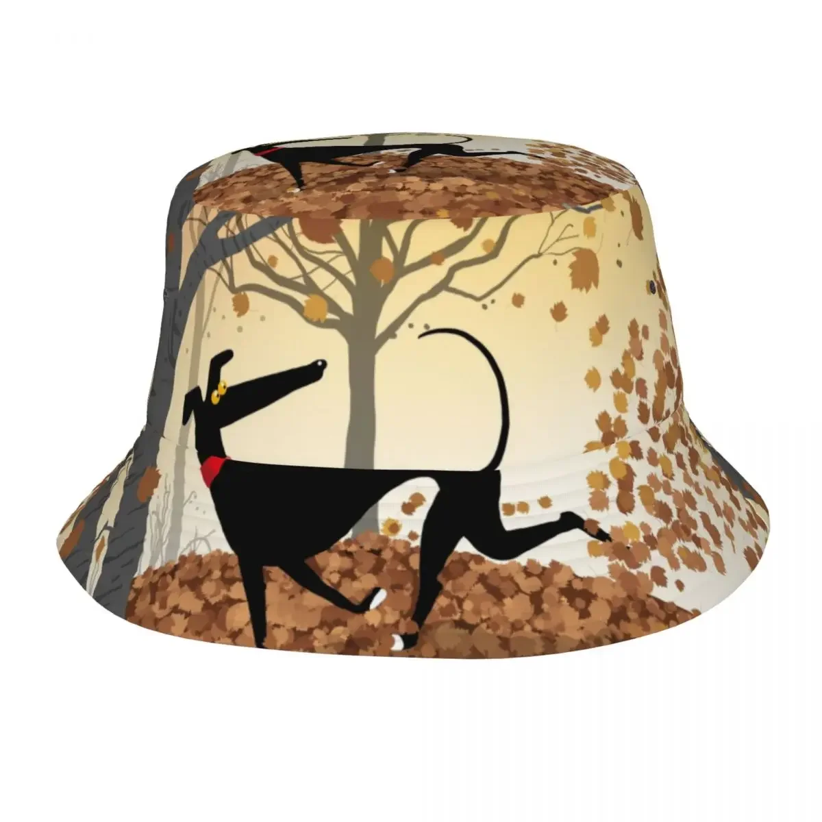 Autumn Hound Bucket Hats For Women Men Print Greyhound Whippet Dog Summer Travel Beach Greyhound Whippet Dog Fisherman Cap