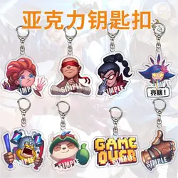 League of Legends Figure Acrylic Keychain Kai'Sa Lee Sin Figure Cute Cartoon Character Backpack Pendant Car Keyring For Gifts