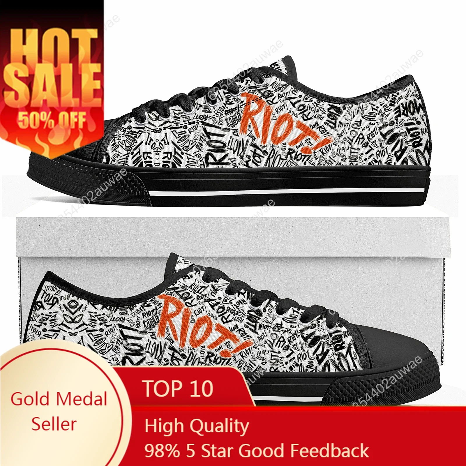 

Paramore Rock Band Pop Low Top High Quality Sneakers Mens Women Teenager Canvas Sneaker Casual Couple Shoes Custom Shoe Black