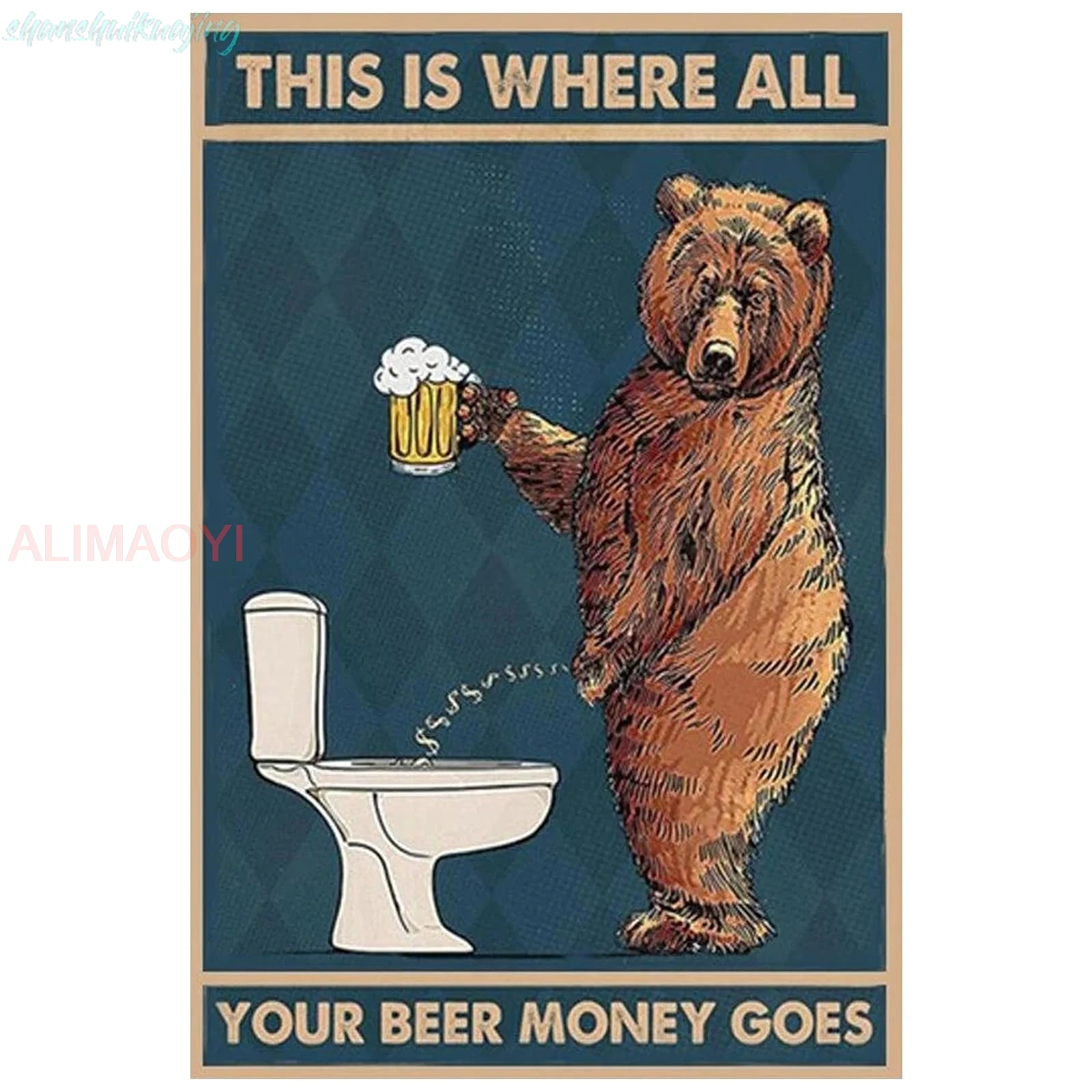 Pautdeer Vintage Metal Bar Sign, This is Where All Your Beer Money Goes Funny Tin Sign Bar Pub Diner Cafe Wall Decor, Unique