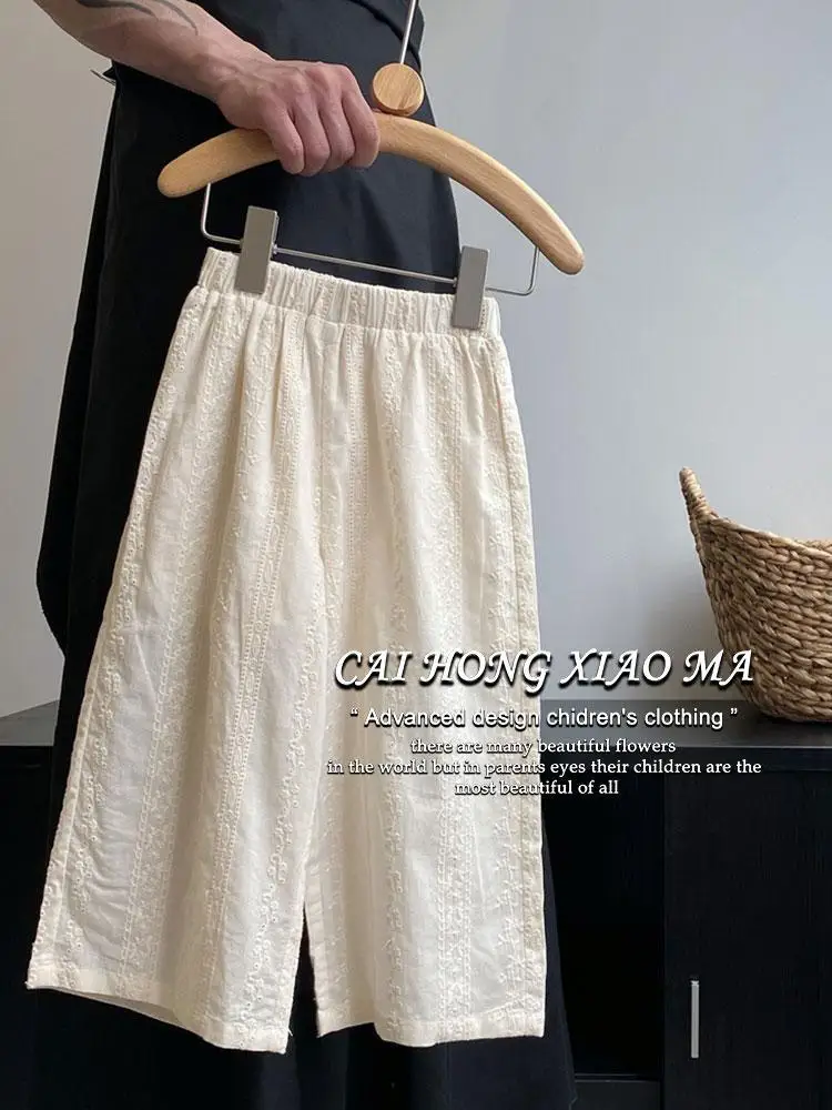 Set di 2 pezzi di pantaloni dritti Casual per bambini con collo a bambola di moda per ragazze nuove estive