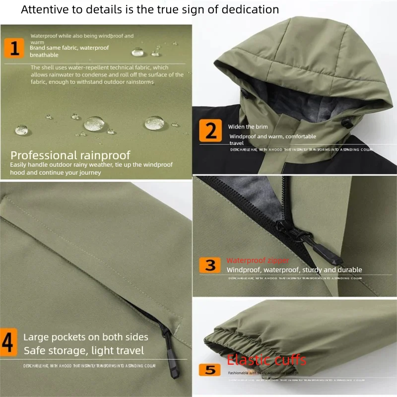 سترة شتوية مخصصة للرجال على الطراز البوهيمي، مقاومة للرياح، مقاومة للماء، مبطنة بالصوف، دافئة، ملابس رجالية قابلة للتخصيص