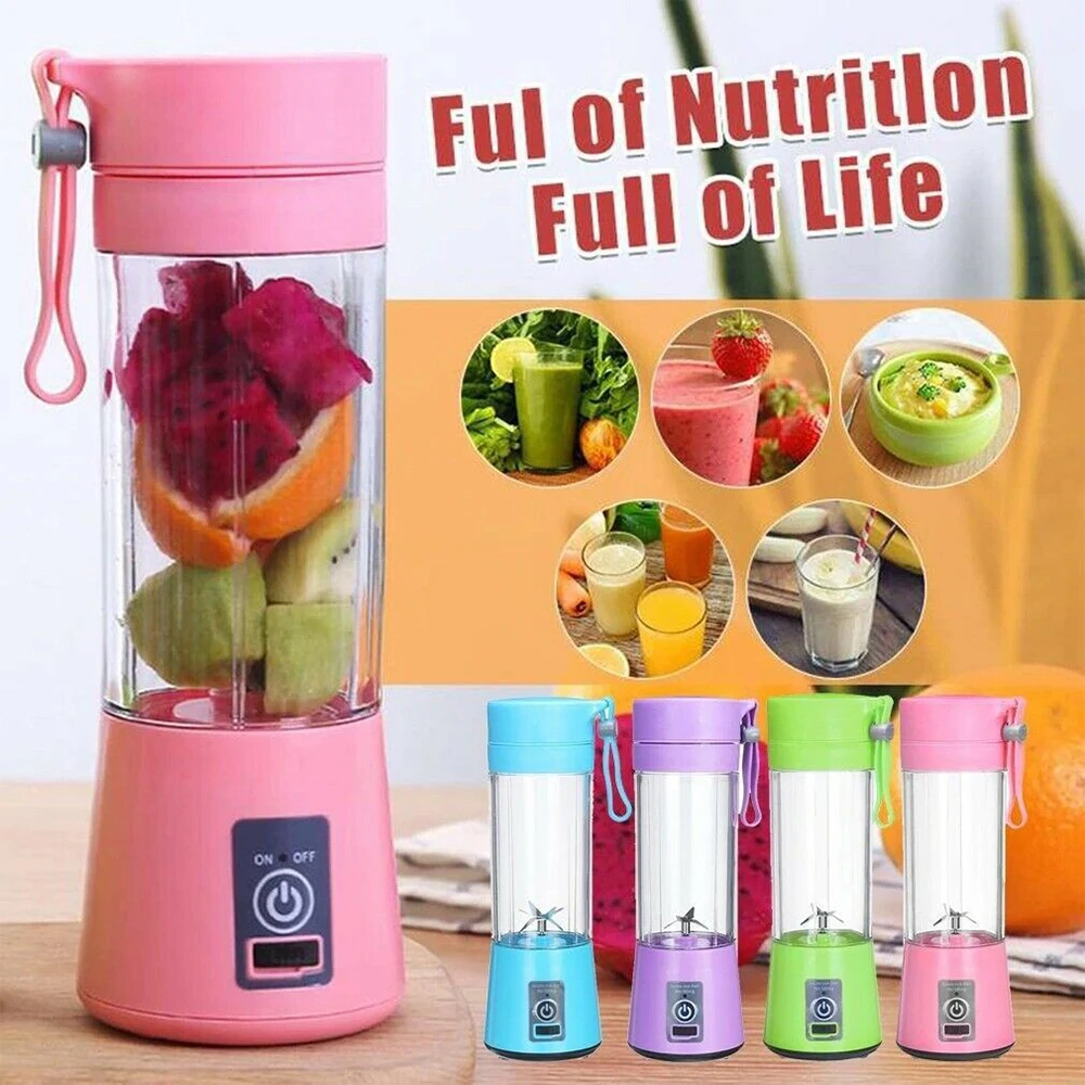 Portable Mini Blender for Shakes and Smoothies Rechargeable USB 380ML Traveling Fruit Juicer Cup Hand Fruit Blender Juicing Cup