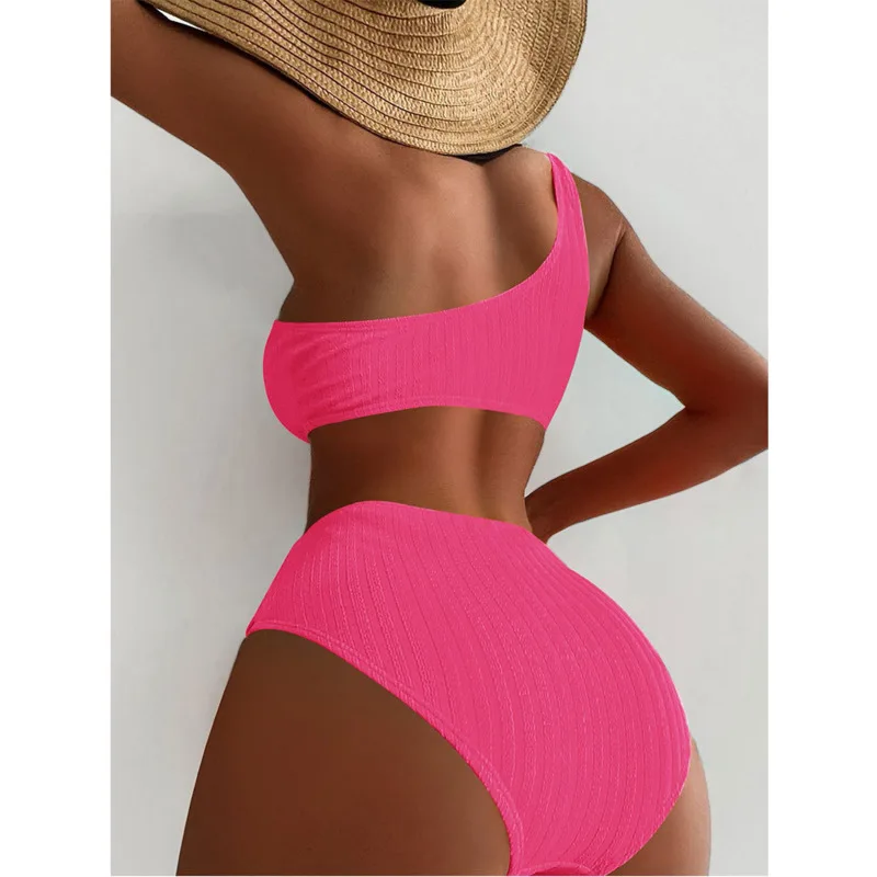 Bikini brasileño de Color liso para mujer, traje de baño Sexy, ropa de playa, 2024