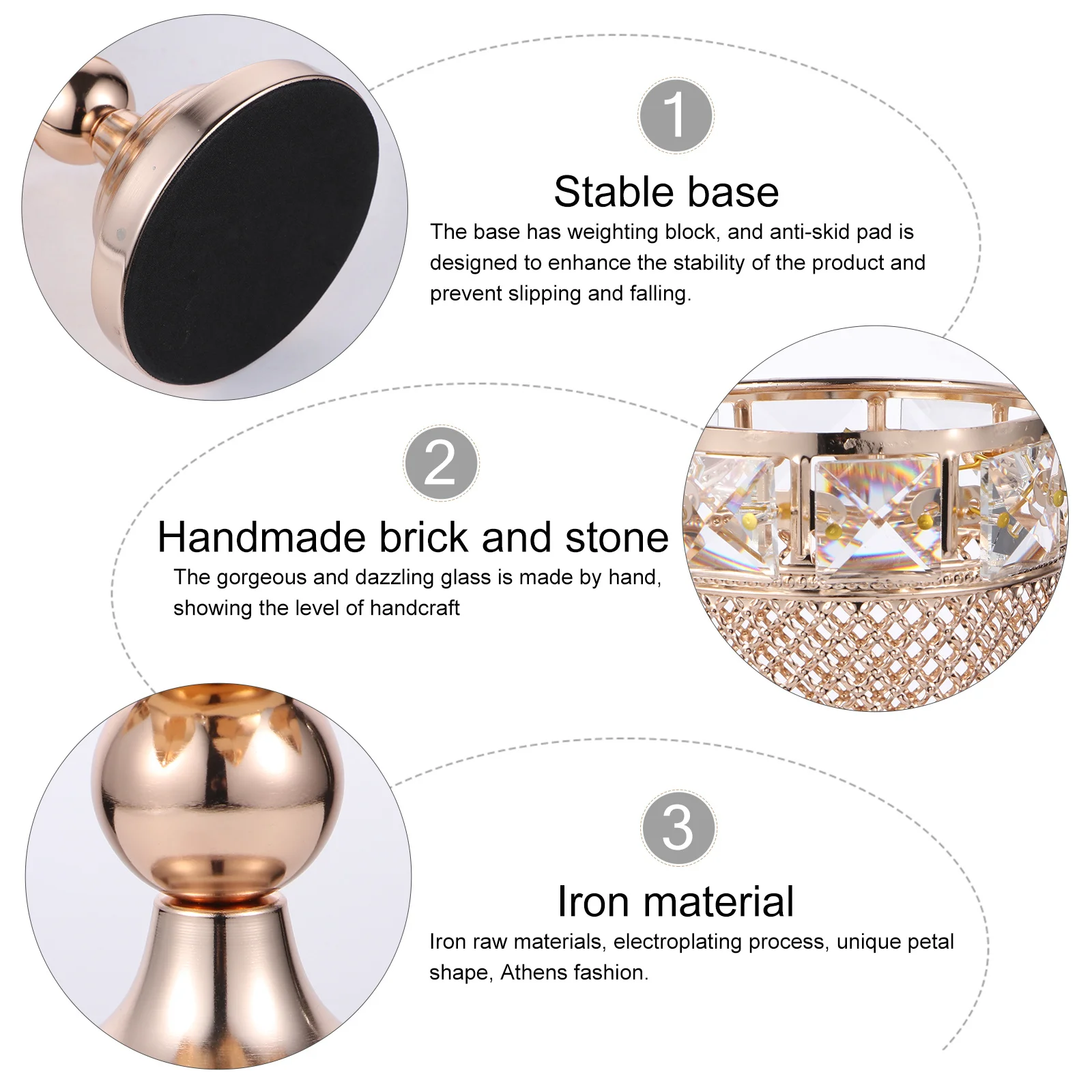 

1Pcs Metal Crystal Holder Gold Stand Tealight Holder Desktop Ornament Home Decor Warm Atmosphere Decor