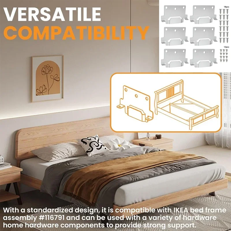 6Sets Heavy Duty Bed Mounting Brackets For Ikea Skorva Midbeam 116791 Camper Conversion With Fitting Screws Caravan Camping