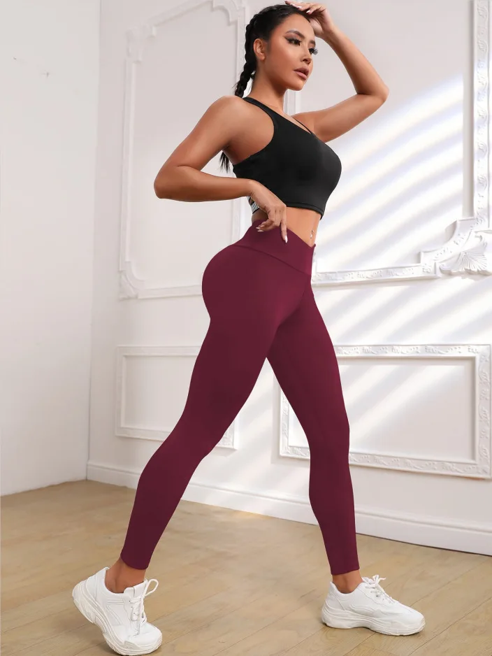 Leggings per il Fitness Legging senza cuciture Sport donna Solid Push Up Leggings a vita alta Scrunch Butt Sport Yoga Pant