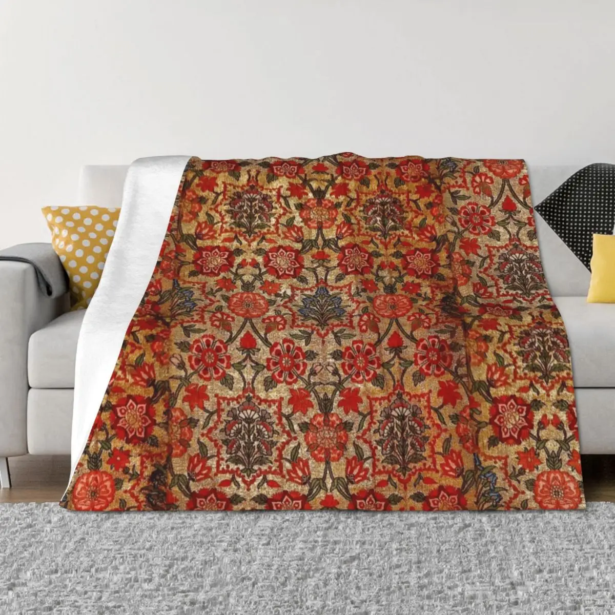 

Ancient Turkish tapestry Throw Blanket Shaggy warm for winter Polar manga Blankets