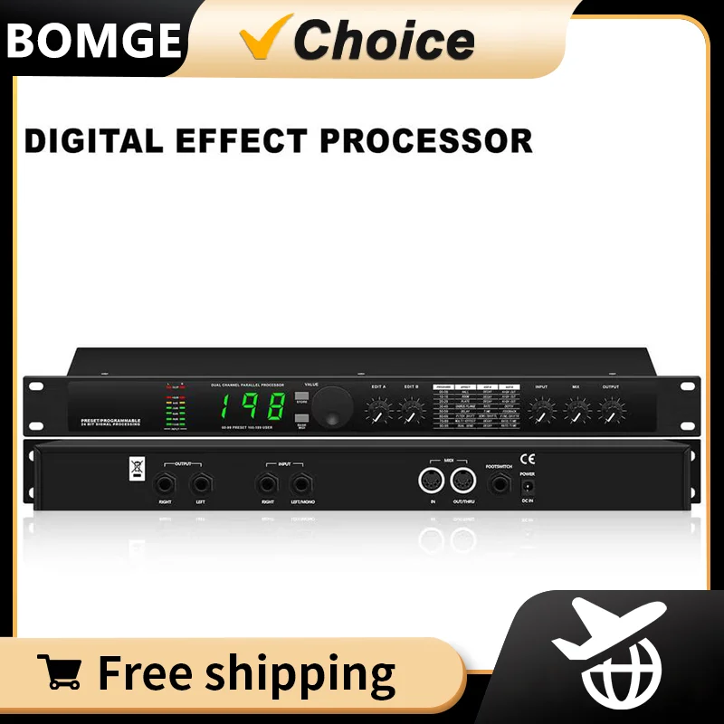 Procesador DSP profesional de reverberación y efectos múltiples Procesador de audio Ecualizador micrófono vocal