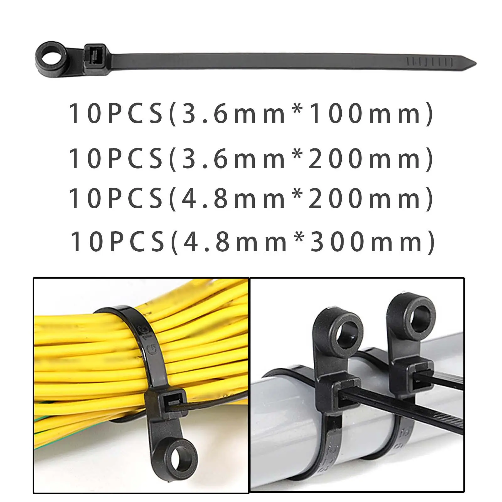 10Pcs Zip Wire Ties Weatherproof Sturdy Insulated Self Locking Loop Bundle Strap for Garden Workshop Garage Cord Management Home