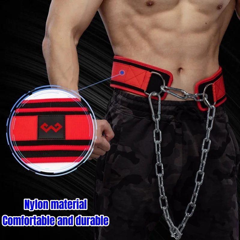 Dip Belt for Weightlifting With Chain Pull Ups Belt Gym Lifting Belt Powerlifting Squat Bodybuilding Heavy Duty Steel Crossfit