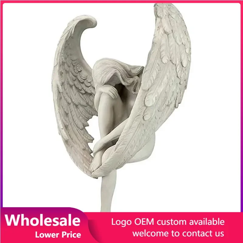 

Angel Ornaments Resin Holding Legs Angel Wing Wall Decoration Religious Desktop Artwork Sculpture Angel Redemption Statue