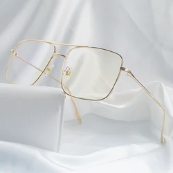 Fashion square frame vintage eyeglasses Men Oversized Metal Glasses frame Women Clear Lens Glasses Gold Optical Spectacle