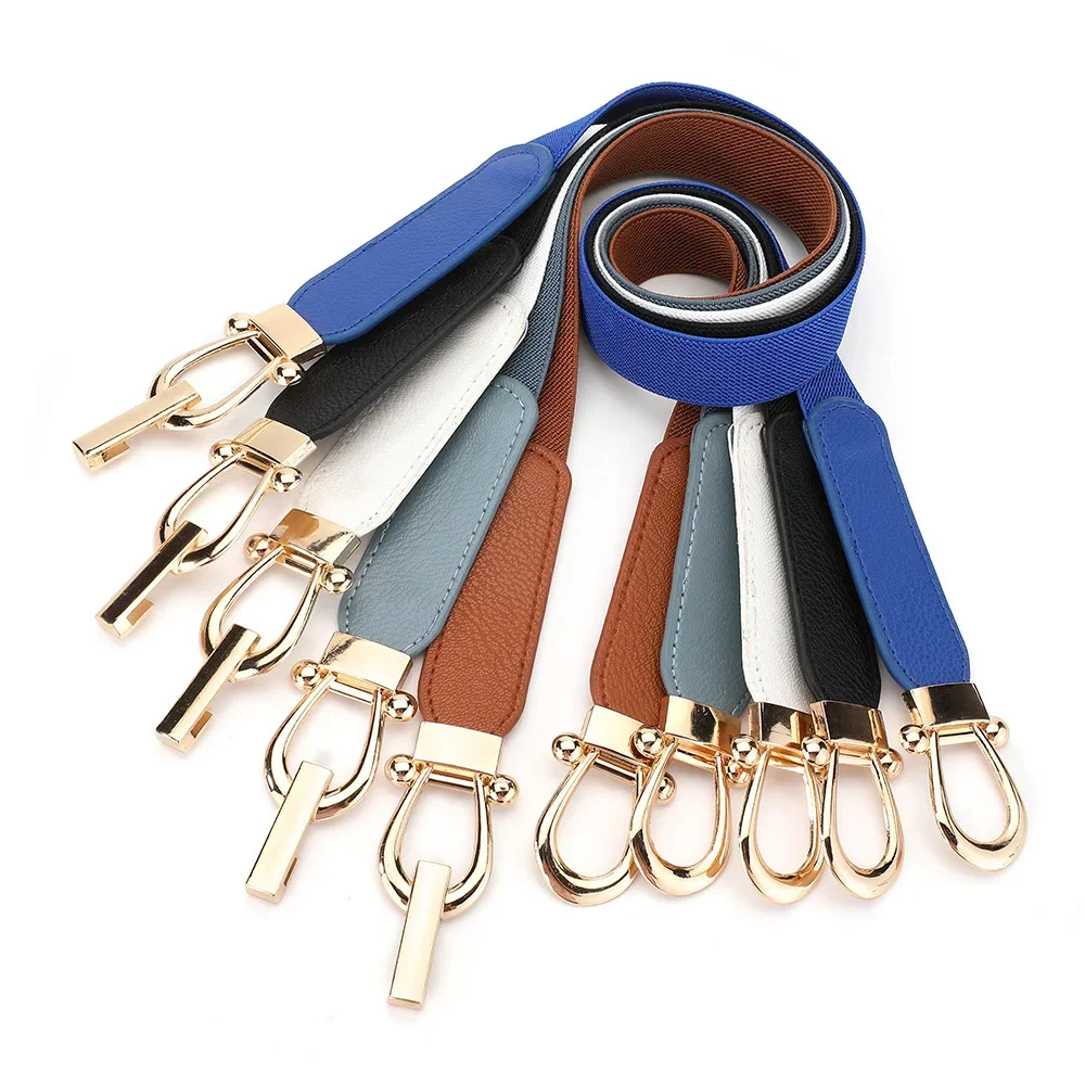 Schmaler Goldknopf-Damen-Gürtel für Rock und Hemd, Retro Elastischer Schlanker Taillengürtel für Frauen – Detail 8