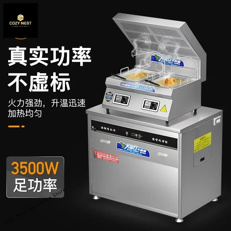 Micro commercial fryer, desktop fryer, intelligent single and double cylinder electric fryer, oil fume purification, French frie