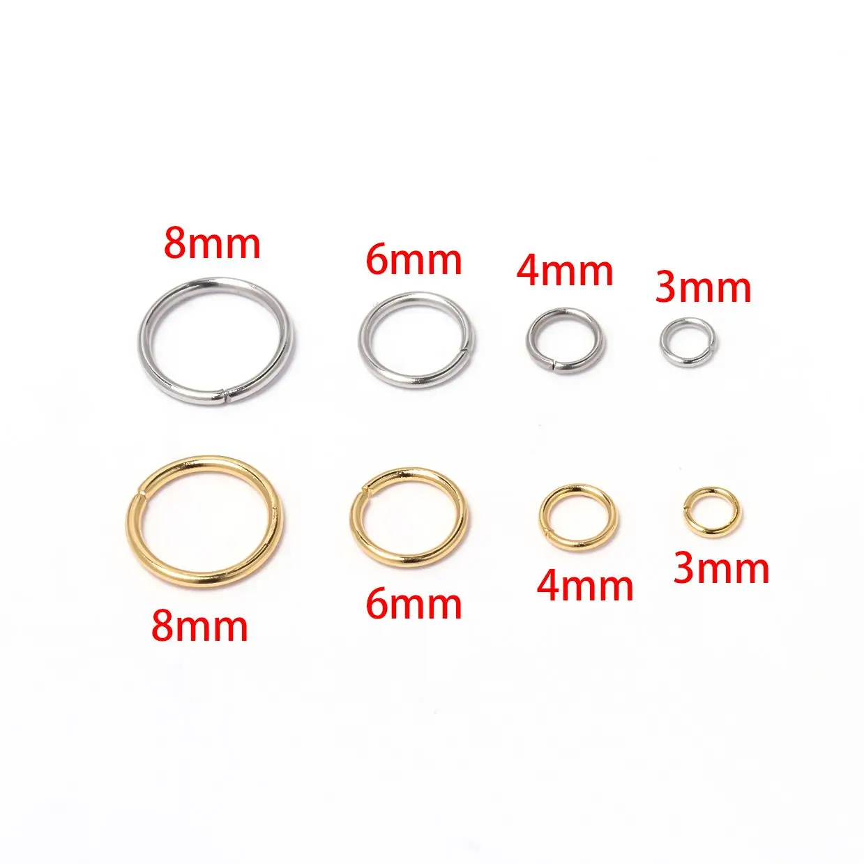 3/4/6/8mm Rings Round Circle Stainless Steel Gold Color Silver Color Loop Jewelry Make DIY Bracelet Necklace Accessory Connector