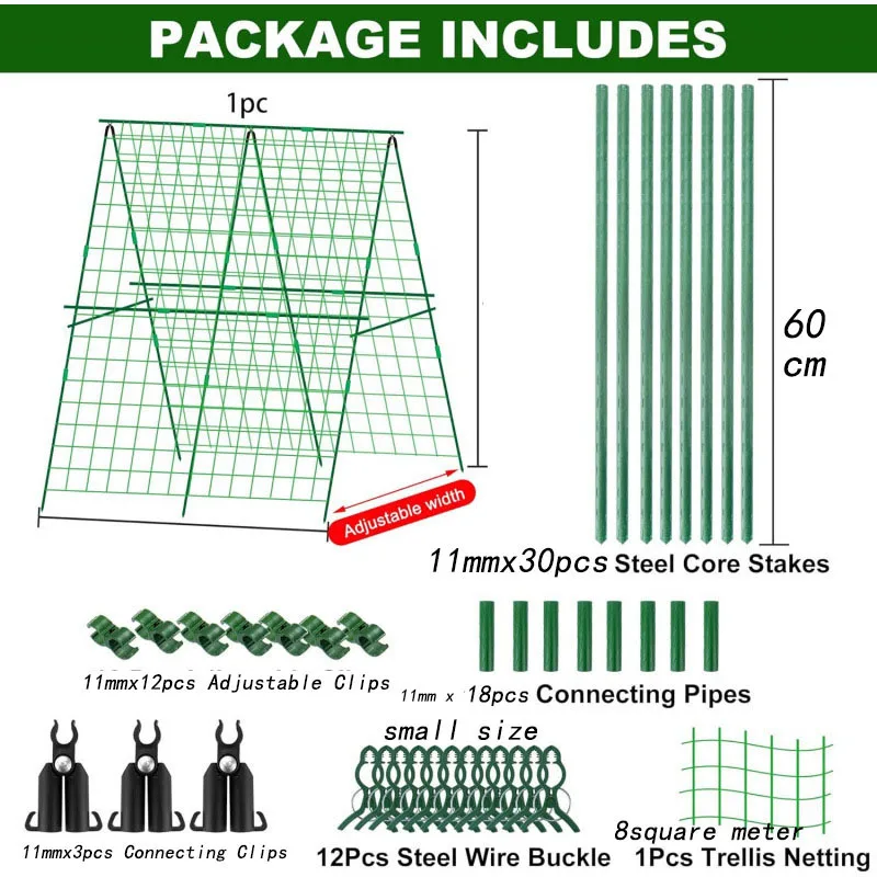 Nuevos Soportes de Acero Recubiertos de Plástico Resistentes a la Intemperie de 11x600mm para Cosechas de Pepinos en Jardín Doméstico y Uso Exterior H0983