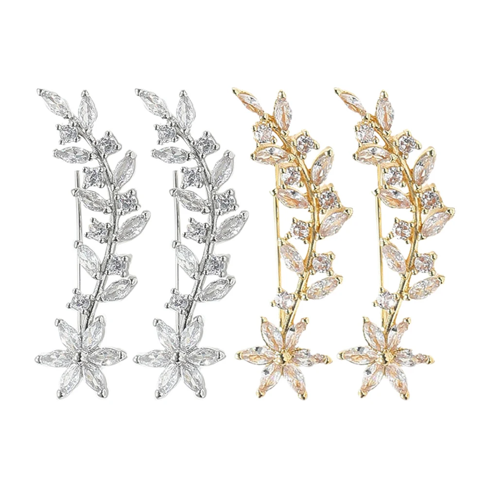 

2 Pairs Full Earrings Bride for Wedding Jewelry Hook Climber Day Rhinestones Crawler Women Bridesmaid