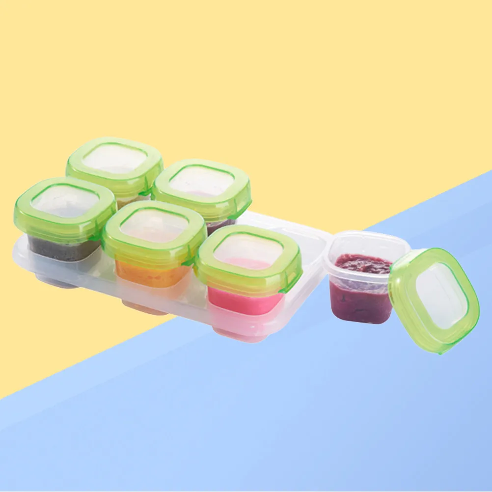 6Pcs Fresh-Keeping Food Box Baby Food Storage Container Lightweight Multi-Function Case Dishwasher Microwave Safe 60Ml