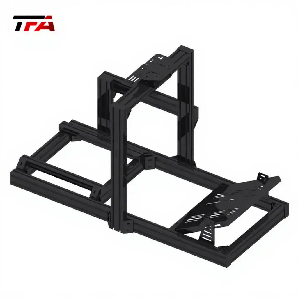 Adjustable Full Motion Racing Simulator Cockpit and Seat for VR Car Racing Games with Steering Wheel Stand and Monitor Mount