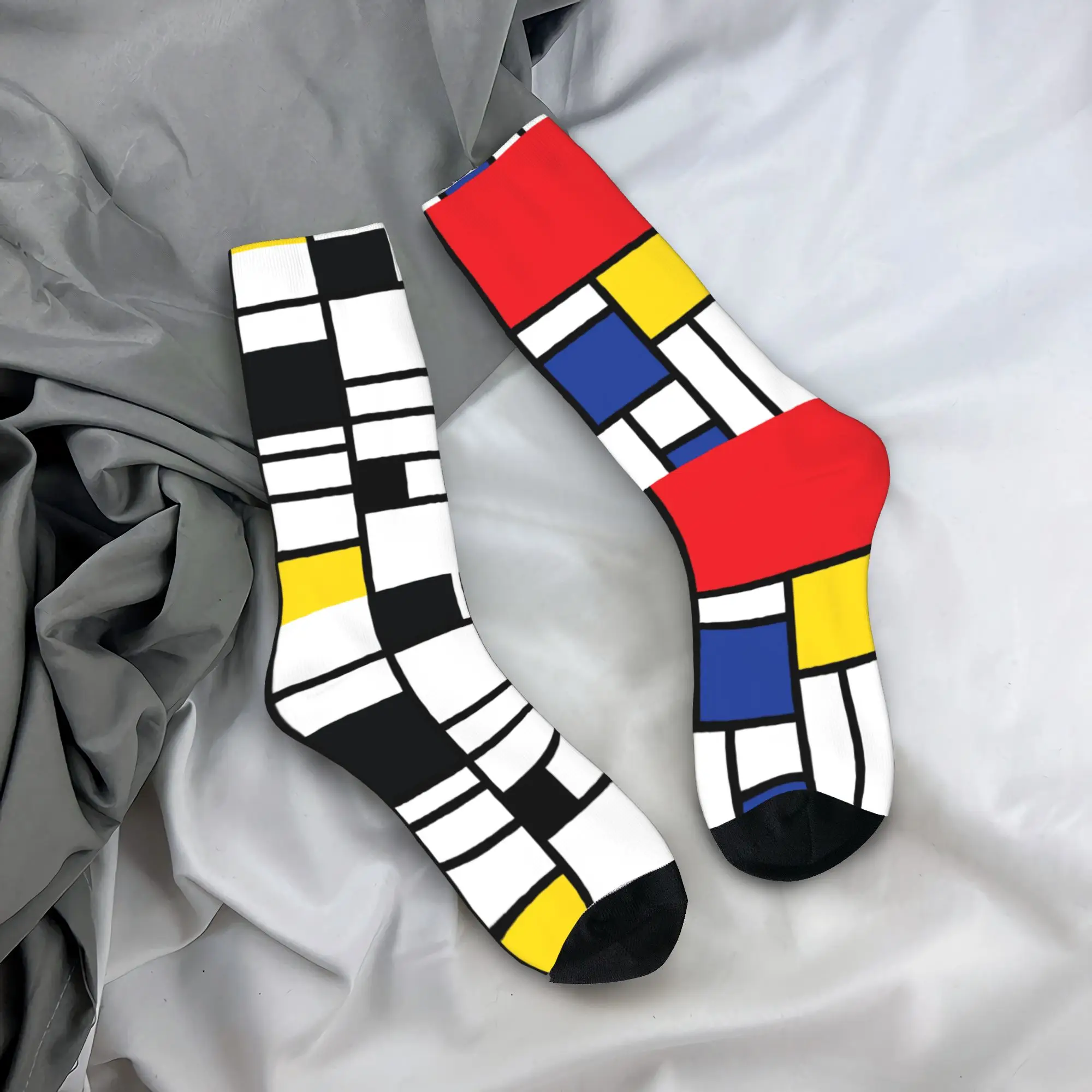 

Носки унисекс с абстрактным рисунком в стиле Пиэта Мондриана De Stijl для мужчин и женщин, милые, красочные, для весны, лета, осени, зимы