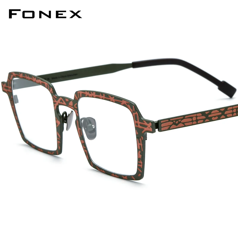 

FONEX Titanium Eyeglasses Frame Men Retro Square Glasses 2024 New Women Vintage Matter Color Eyewear F85876