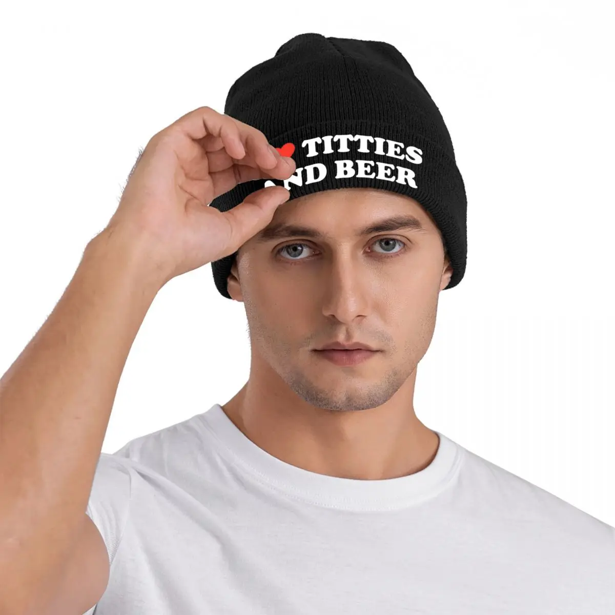 I Love Titties And Beer Knit Hat Beanies Autumn Winter Hats Warm Hip Hop Drink Acohol Vintage Epic Funny Cap dla mężczyzn Kobiety