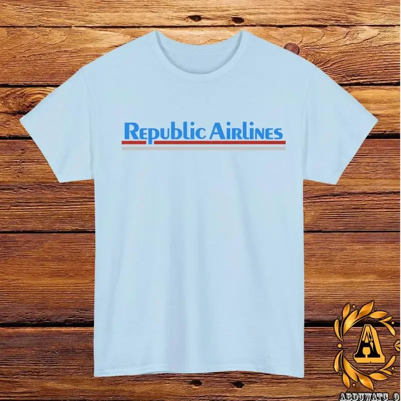 Republic Airlines Logo T Shirt Black Grey White Navy Red Light Blue S 5XL