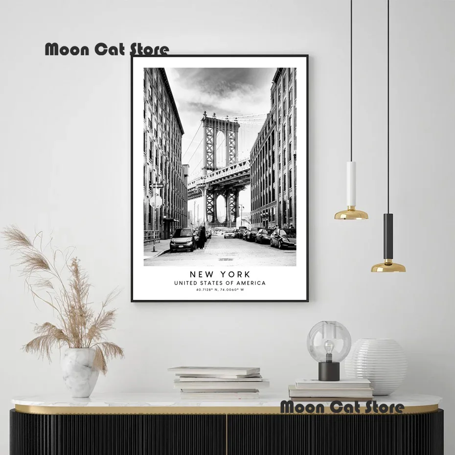 Minimalist Black and White Travel Cities Landmarks Paris London Rome Poster and Prints Wall Art Pictures Home Decor Gift