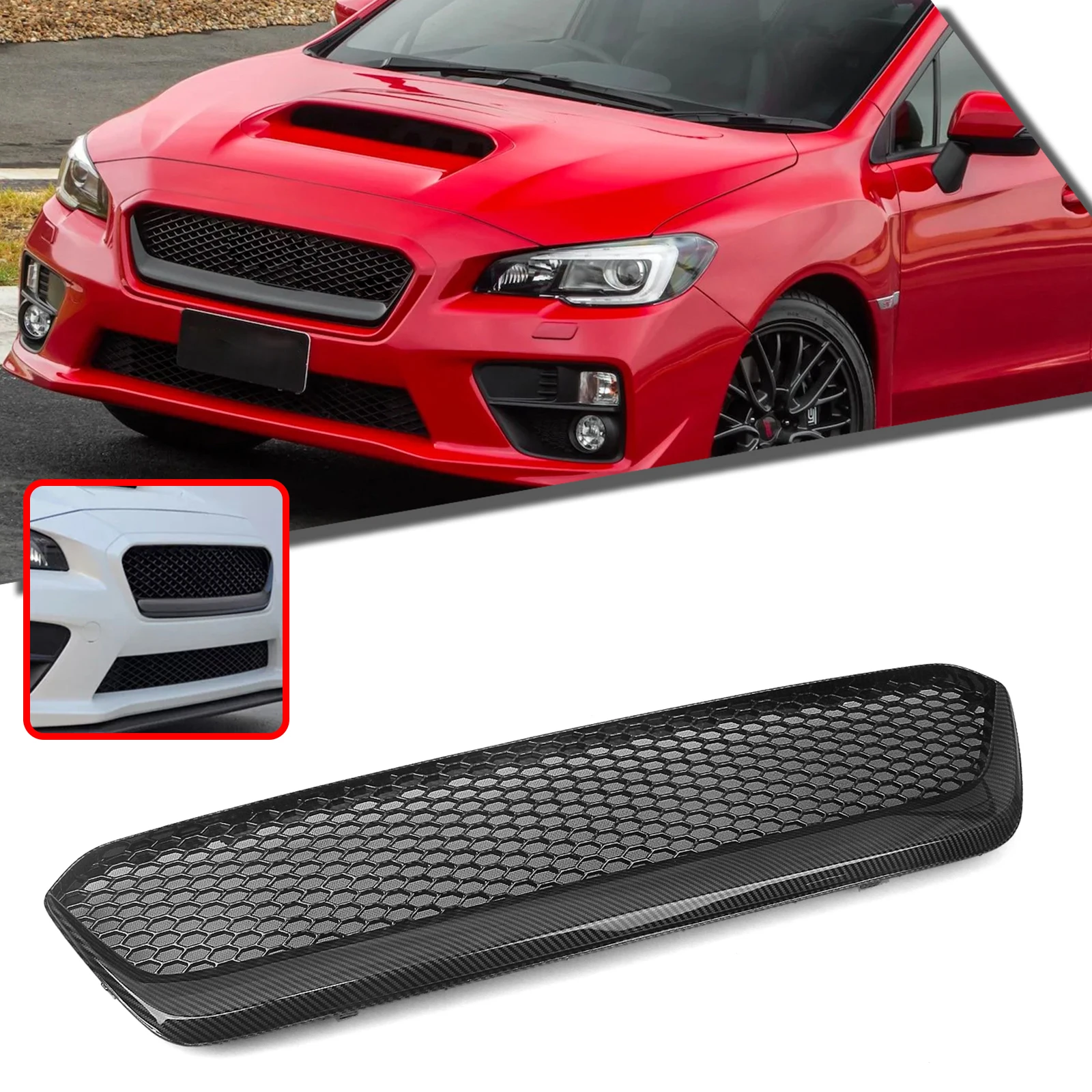 

Racing Grill Front Bumper Grille with Insect Proof Mesh For Subaru WRX 2015 2016 2017 Car Auto Parts Upper Bumper Hood Mesh Grid