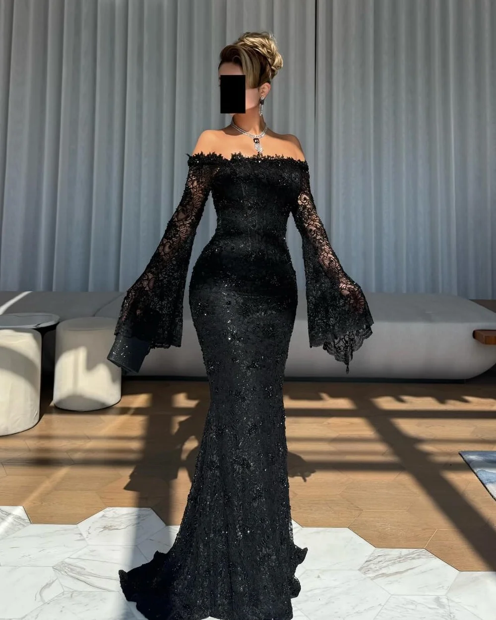 

Customized Intricate Sparkle Lace Beading Sequined Mermaid Off-the-shoulder Long Dresses Evening Dresses High Quality Pastrol