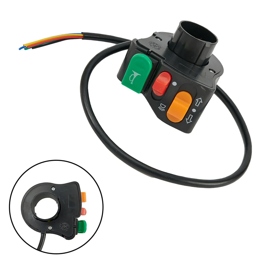 

Turn Signal Switch Motorcycle Multi-Function 22mm 3in1 Button Handlebar Horn Horn ON-OFF Switch ON OFF PC&ABS Plastic