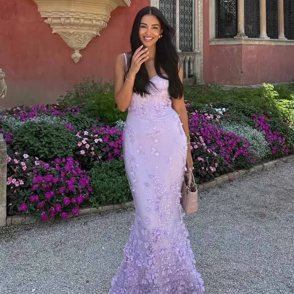 فساتين حفلات نسائية رومانسية جيرسي حورية البحر/البوق فستان عيد ميلاد الخزامى الحبيب الدانتيل زين فساتين لحضور الحفلات الموسيقية للسيدات
