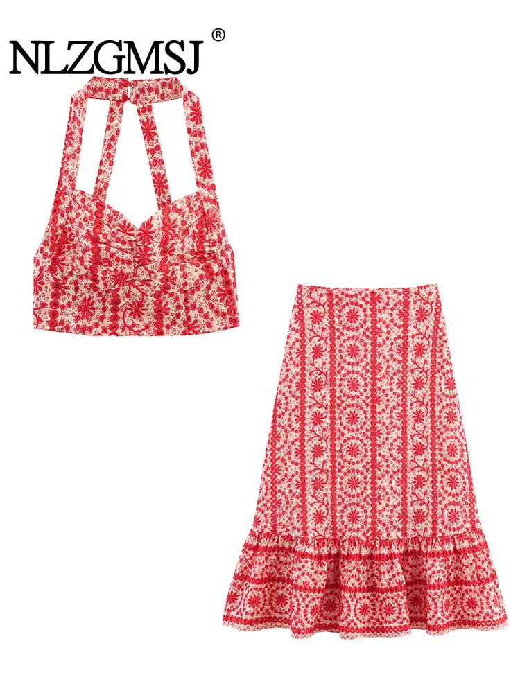 

Лето 2025 г., женский костюм с вышивкой, короткие топы, женская прямая свободная юбка, модные праздничные пляжные комплекты