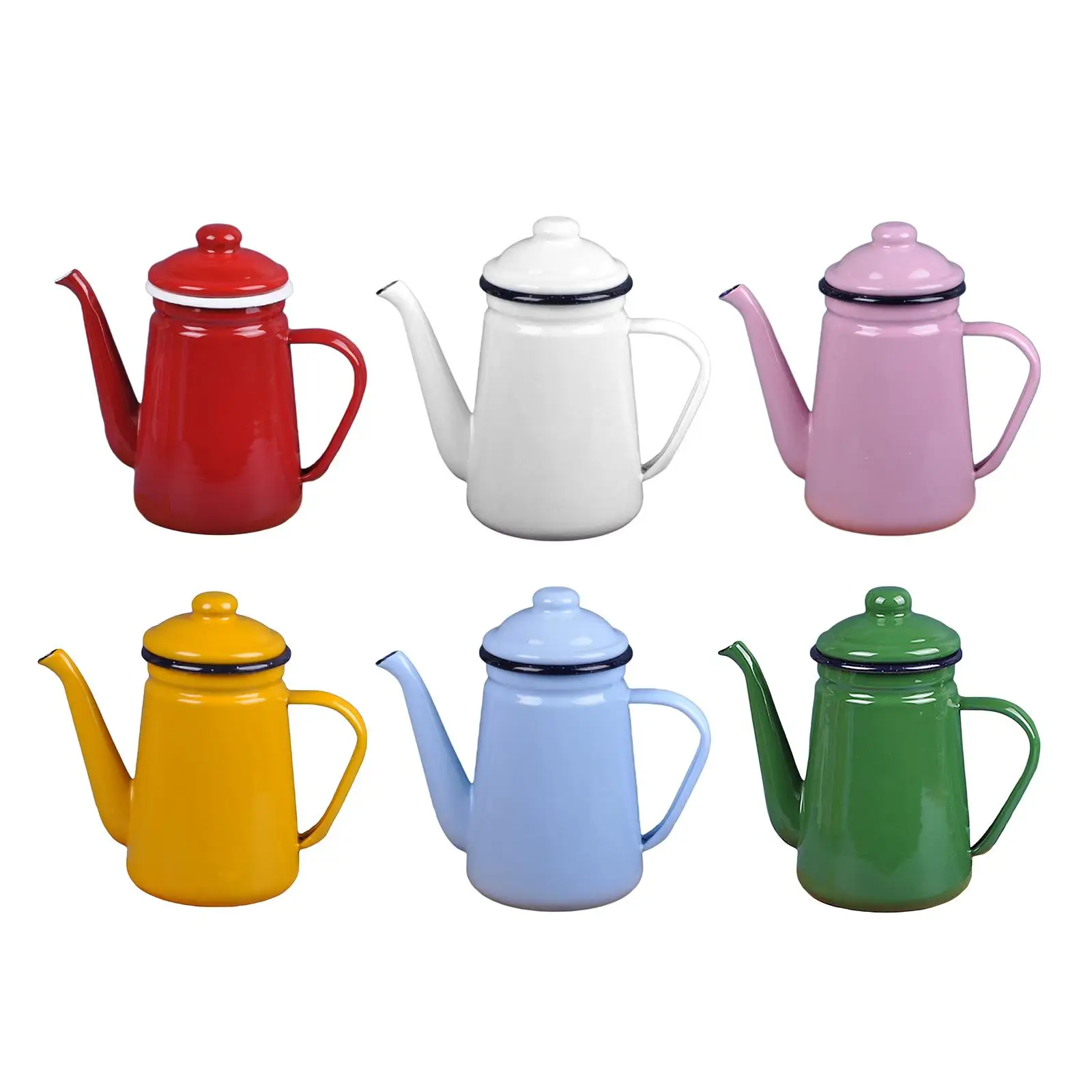 

Enamel Coffee Pot Vintage with Handle Durable 1.1L Coffee Kettle Stovetop Teapot for Kitchen Restaurant Home Outdoor Coffee