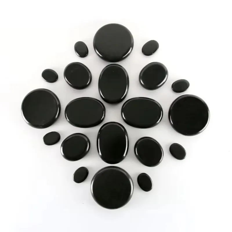 20 Pack Bamboo Box Hot Stones for Massage Set with Warmer Basalt Massaging Rocks for Spa Warming Therapy Massage