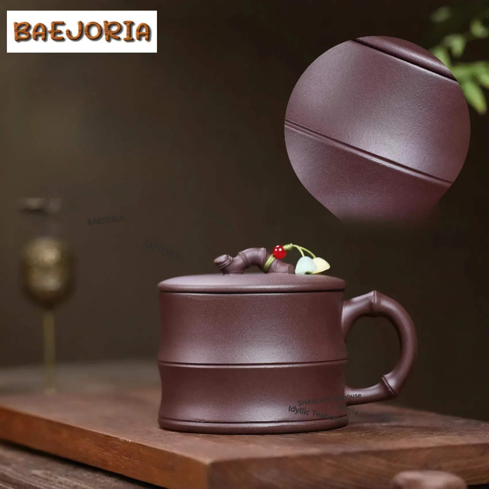 

260ml Yixing Purple Clay Bamboo Section Coffee Mug Hot Chocolate Cup Afternoon Tea Mug Personal Office Water Cup Tea Services