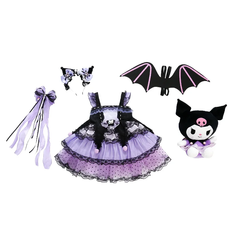 Mädchen Kleid Kinder Kostüm Kleider Halloween Sanrio Cosplay Prinzessin Kleid Kuromi Lolita Weihnachten Puffy Rock Anzug Niedlich