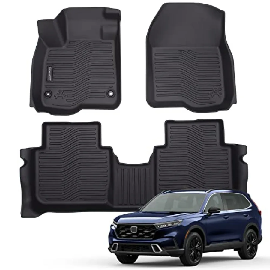 

All Weather Floor Mats for Honda CR-V 2023-2026 Include Hybrid TPE Rubber Liners Odorless Anti-Slip Mats Black