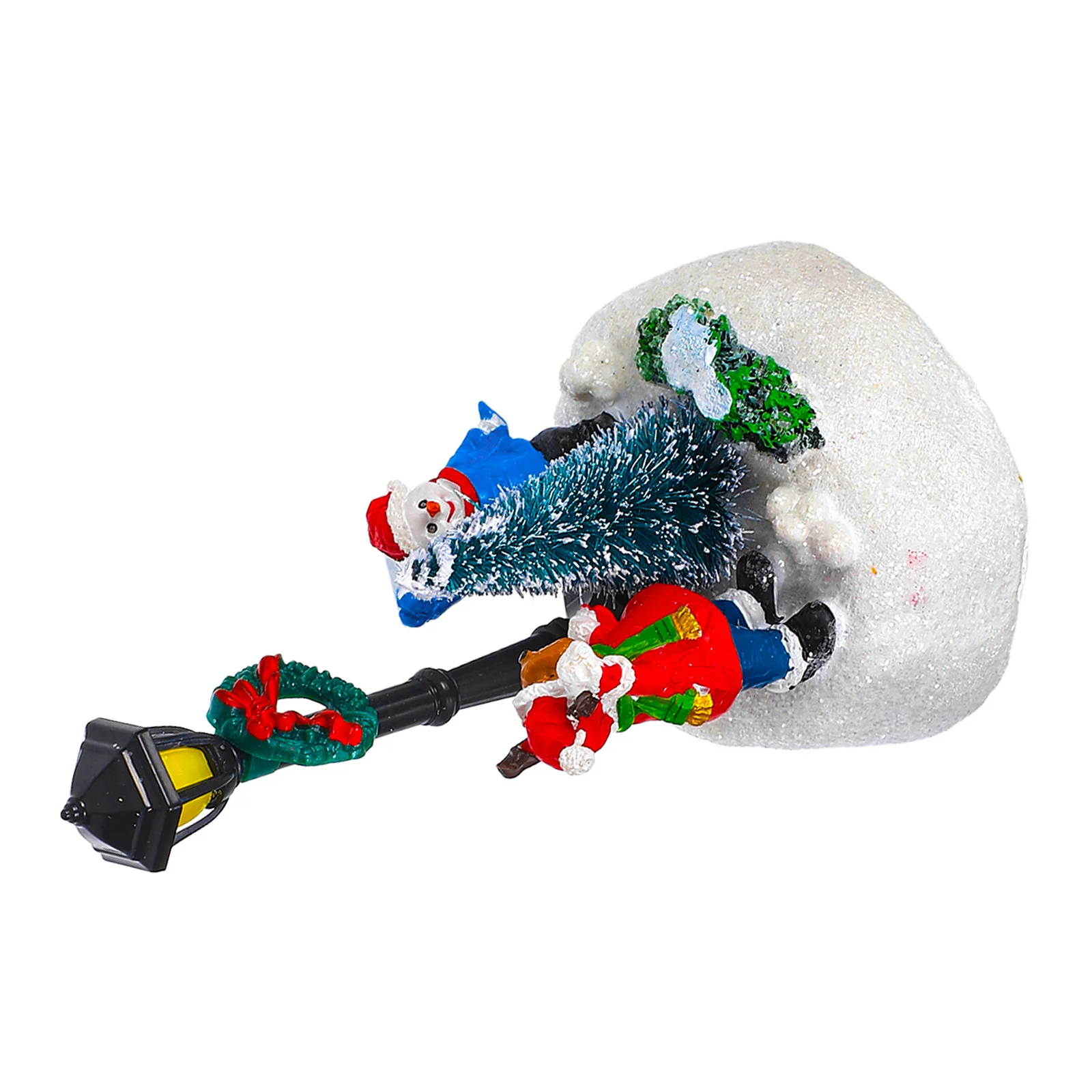 Beleuchtete Weihnachts-Harz-Ornament, warmes Leuchten, Straßenlaterne für Weihnachten, Tischdekoration, Kamin, Regal, Dorf-Set, Dekoration