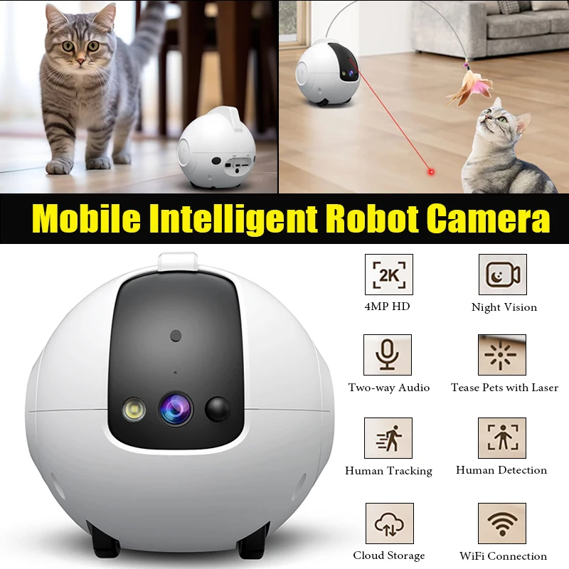 Pet Surveillance Camera Home Wireless Pet Care Mobile Camera 4MP High Definition Pet Monitoring Camera for Dog Cat Baby Elderly