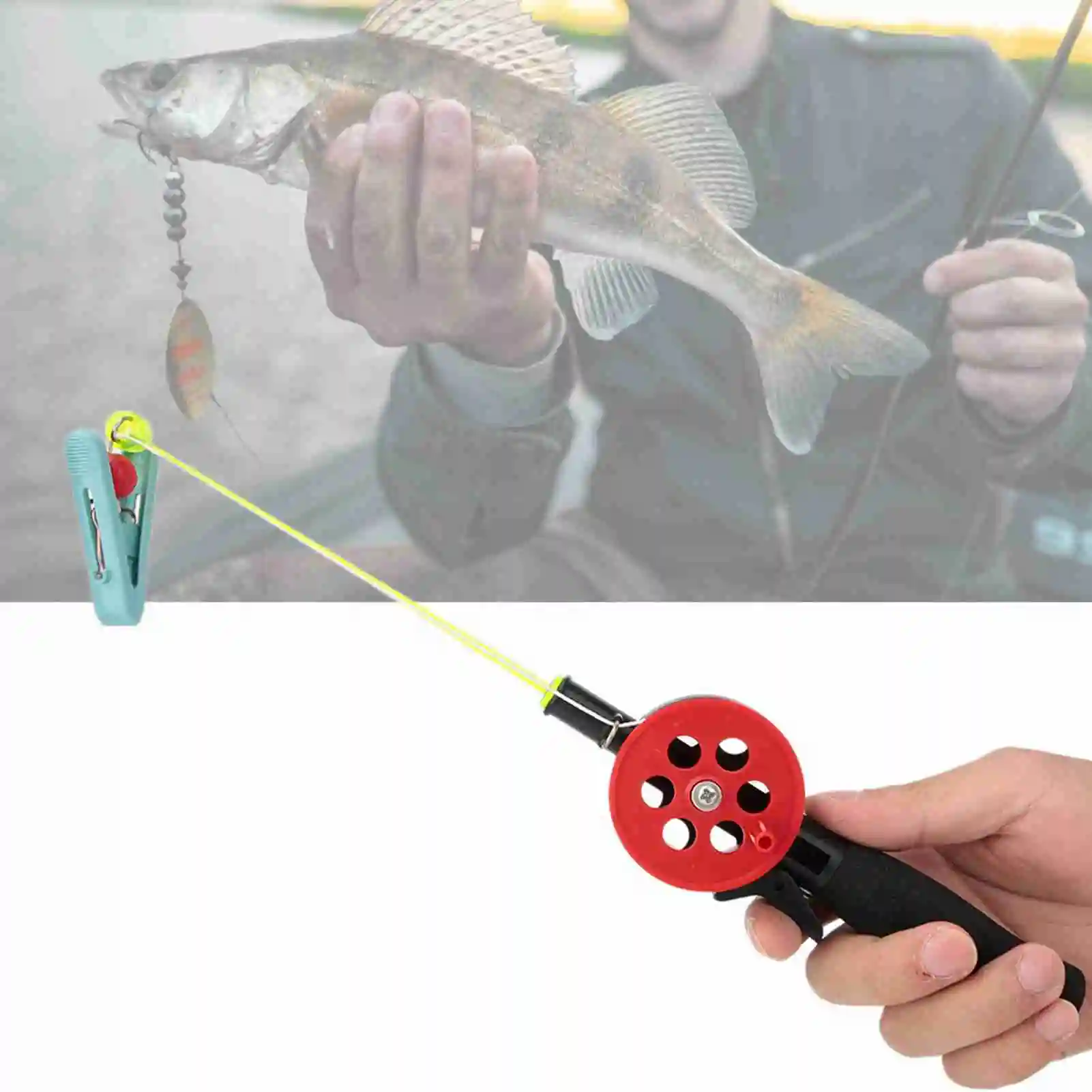 Crab Fishing Rod Ice Fishing Pole with Shrimp Clamp Accessories Random Color Crab Fishing Pole