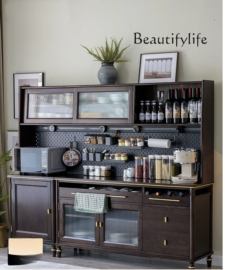 

Американский обеденный боковой шкаф из цельного дерева, многофункциональный винный шкаф, легкая роскошь у стены, дизайнерский стиль