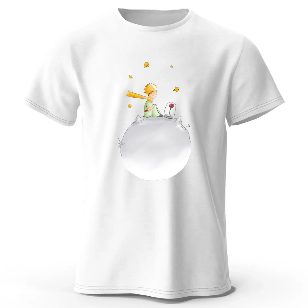 Little Prince Print Cartoon T-Shirt Graphic Men T Shirt Little Prince Graphic Tee Shirts for Men O-Neck Short Sleeve