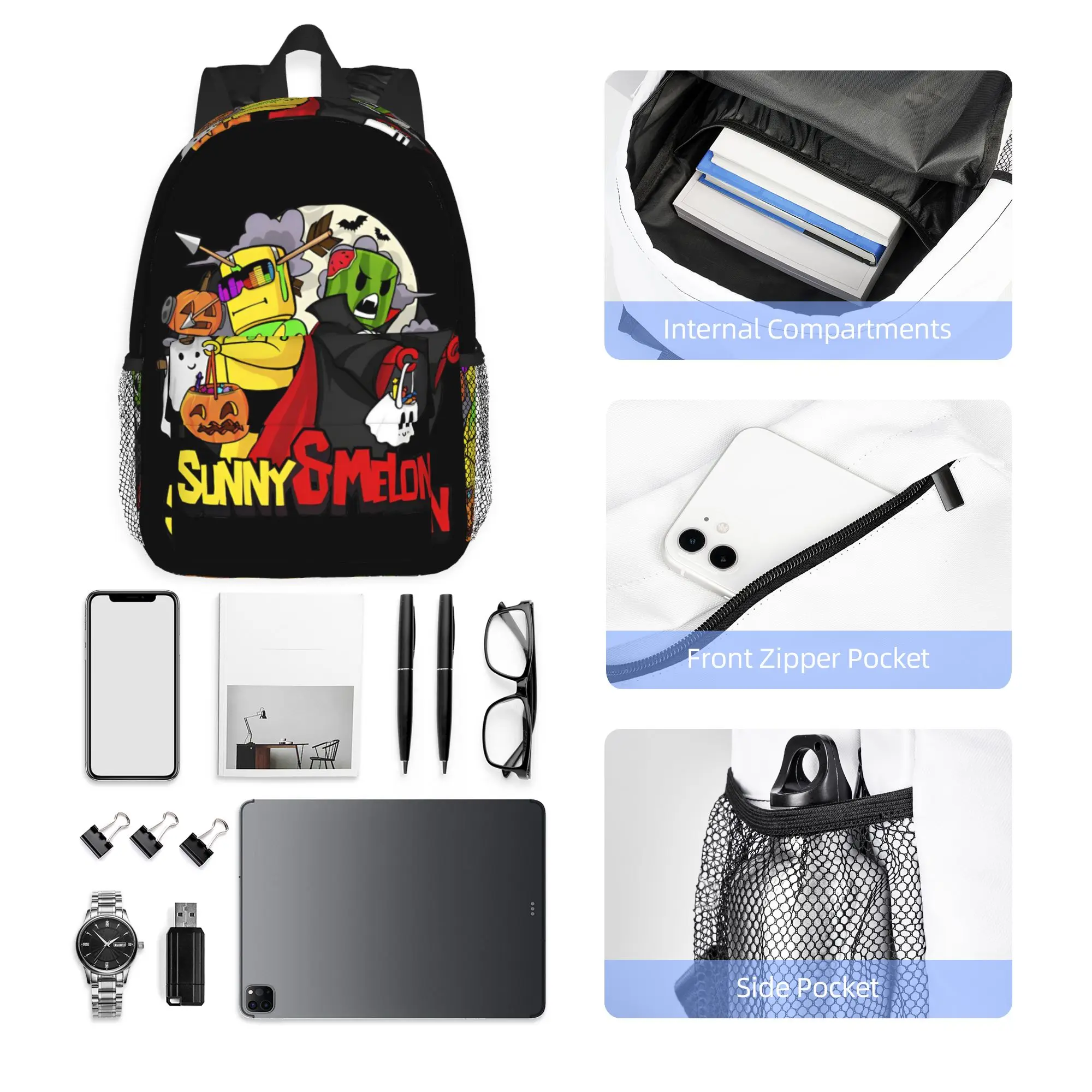 Sunny And Melon Backpack Hot Sale Daypack Large Capacity Boys Girls BookBag Shoulder Bags for Men Women School Bag