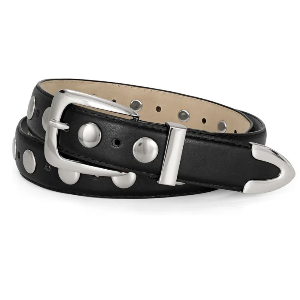 

Fashion Y2k Punk Rivet Belts Versatile Casual Pin Buckle Belt Adjustable Vintage PU Leather Waistband