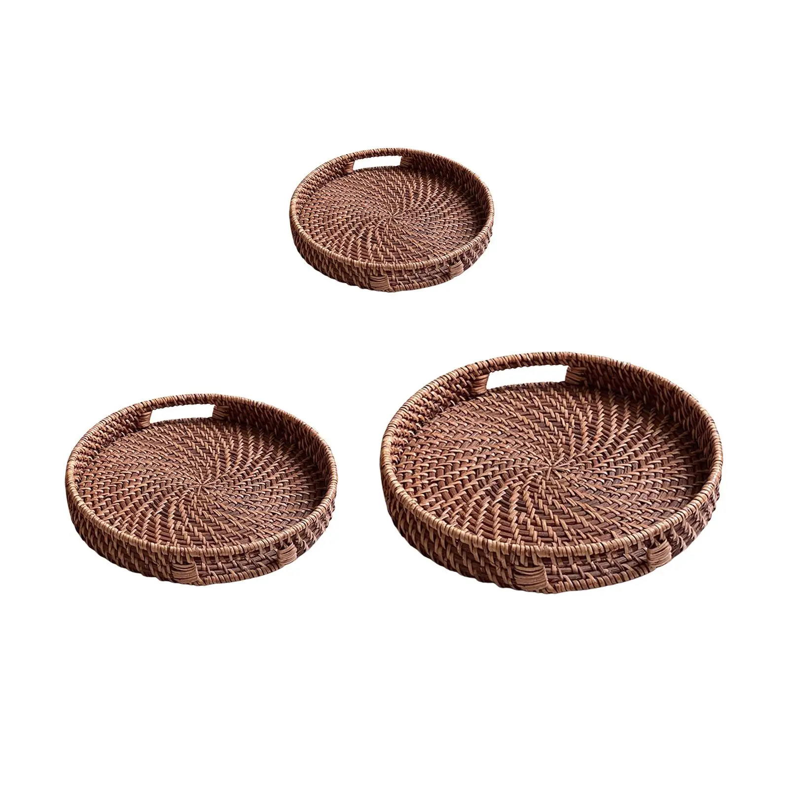 Hand Woven Rattan Serving Tray Cosmetic Box Table Decoration Rattan Storage