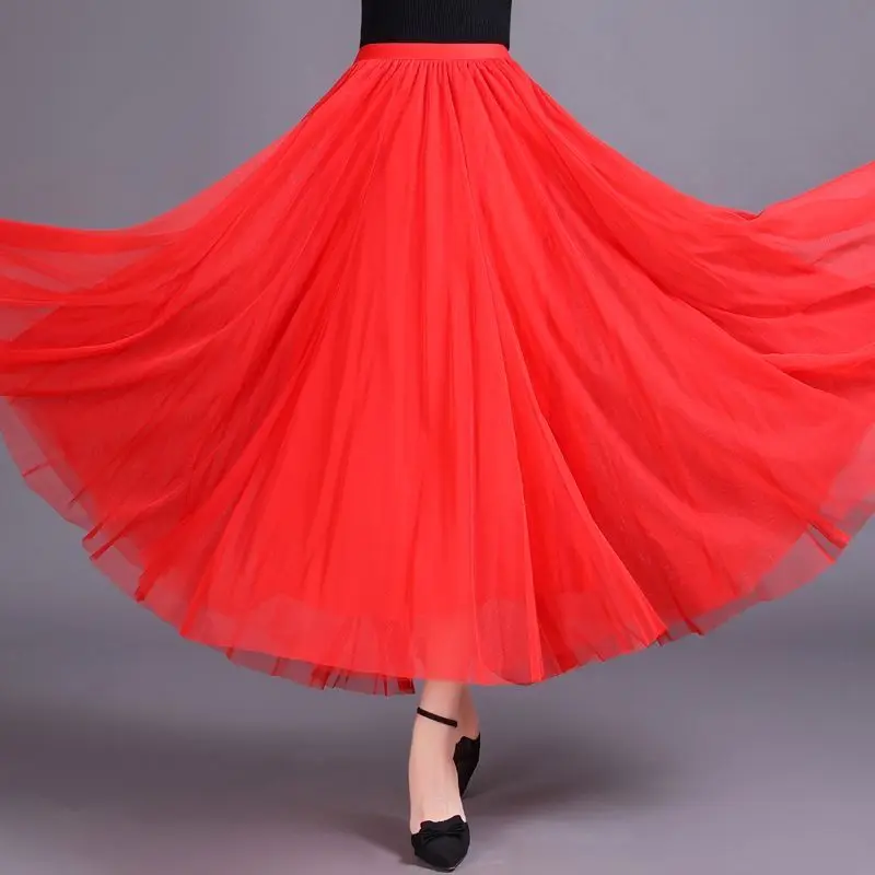 

720 Degree Three-Layer Large Swing Mesh A Word Skirt Female Elastic Waist Women Skirt 2024 NEW Spring Summer Autumn Skirt Dance