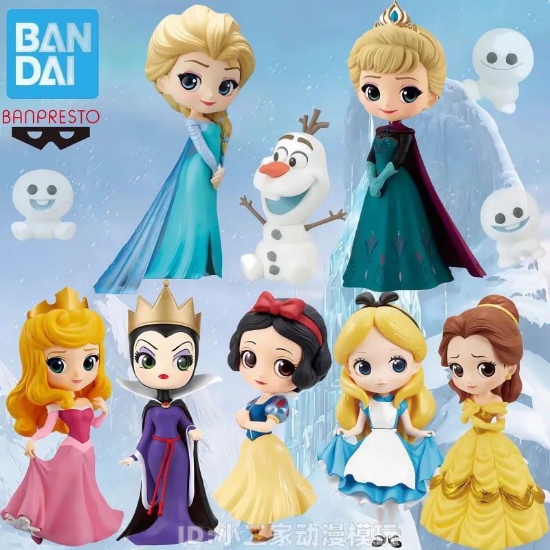 Bandai – figurine originale Qposket Disney princesse, blanche-neige, aurore Alice, jouets d'action pour garçons et filles, modèle cadeau