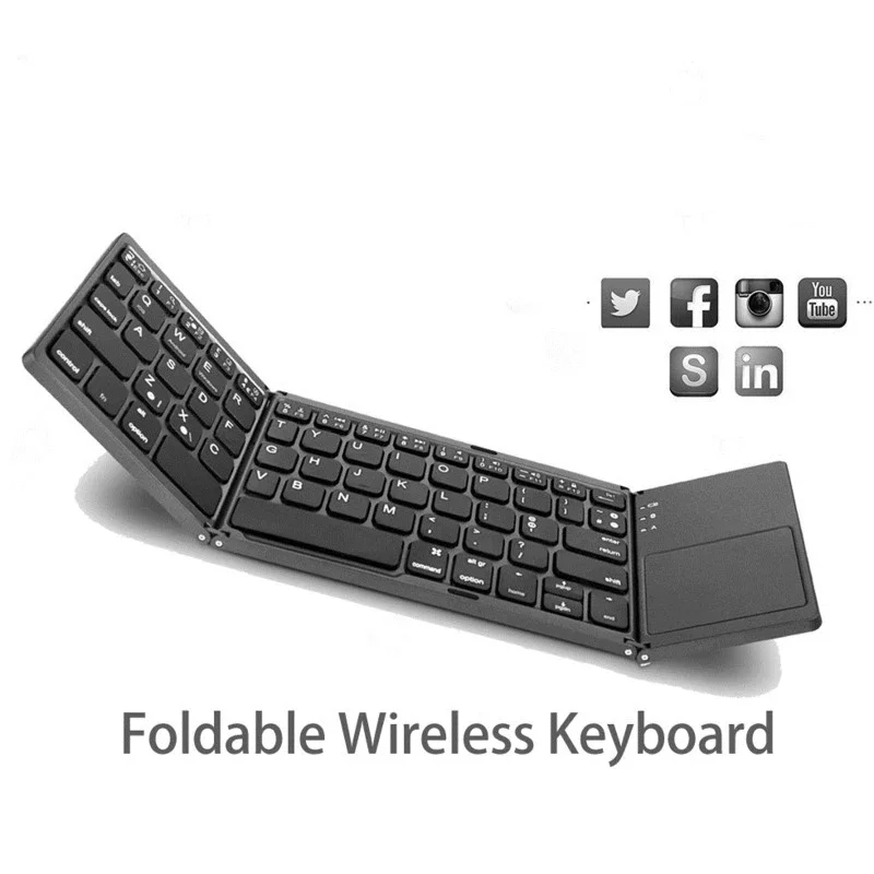 

Mini Wireless Keyboard Bluetooth Touchpad Portable Magnetic Triple Folding Keyboard for Windows Android IOS IPad Phone B033